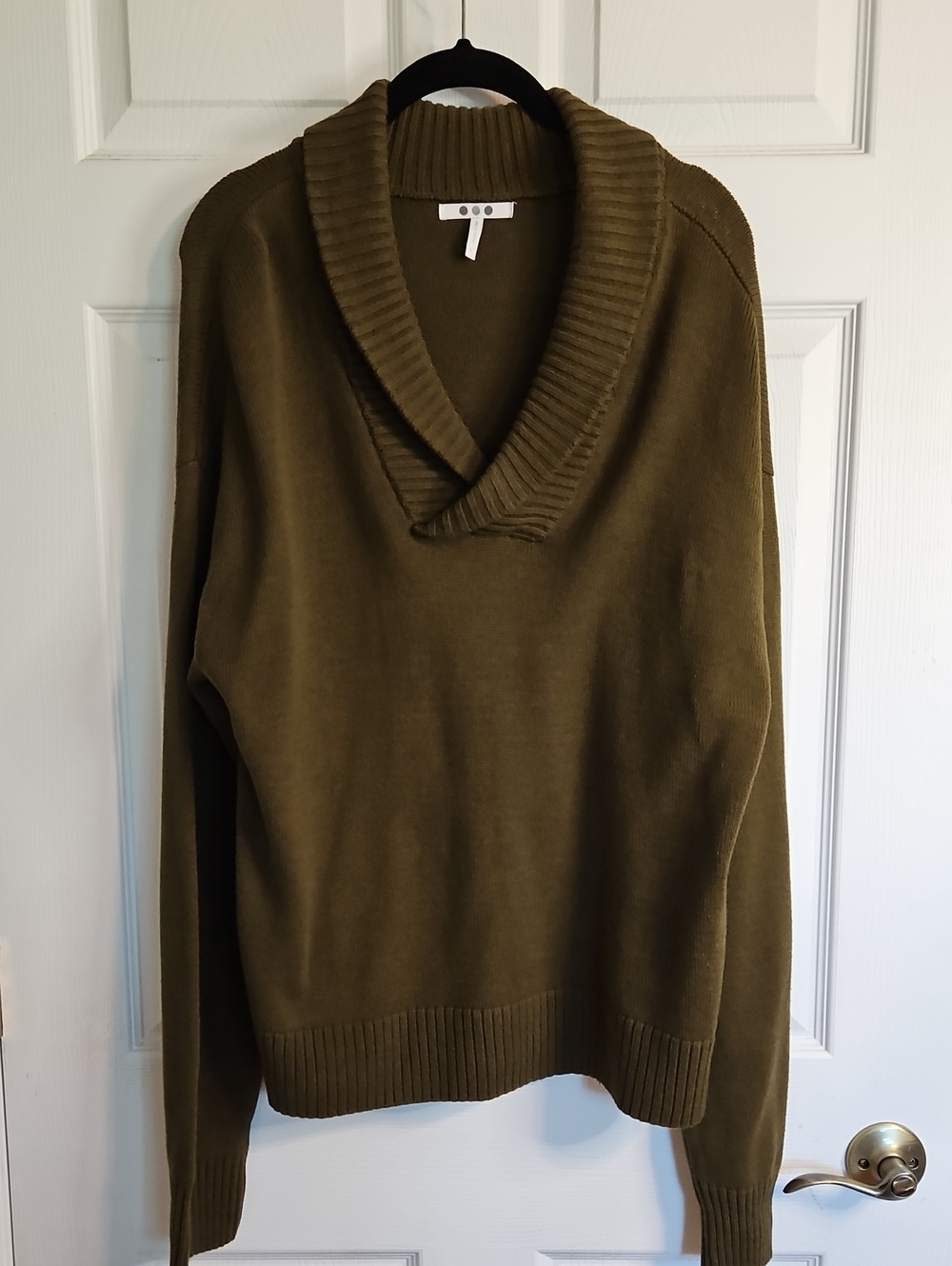 Three Dots Women's Nina Knit Olive Pullover Collar Sweater